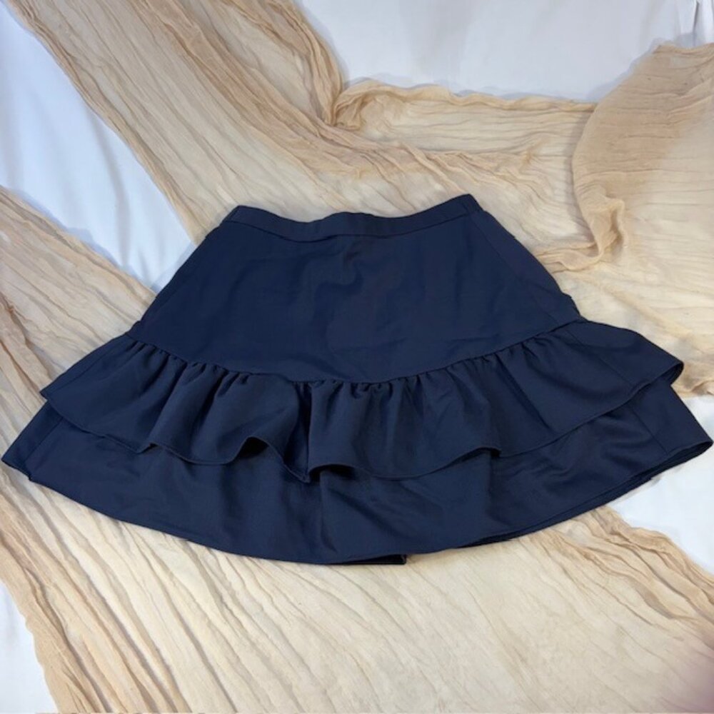 JCrew Womens Navy Double Tiered Ruffle Lined Skirt Size 2P - Picture 1 of 10